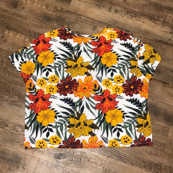 Zara Trafaluc Floral & Leaf Print T-shirt L - Picture 4 of 4